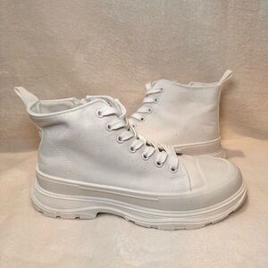 MIA white canvas ankle boots